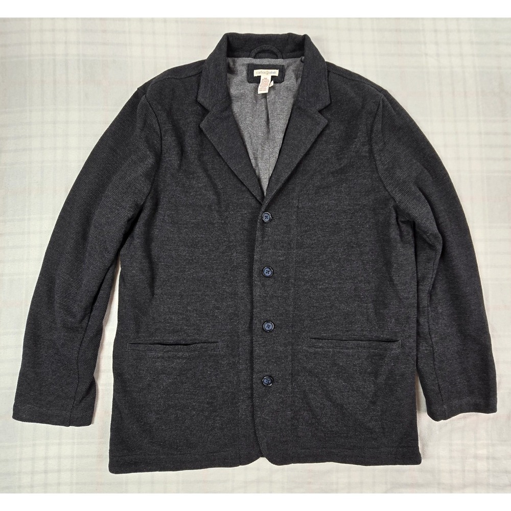 Carbon 2 Cobalt Mens Ottoman Knit Blazer Jacket Unstructured Pockets Gray  L